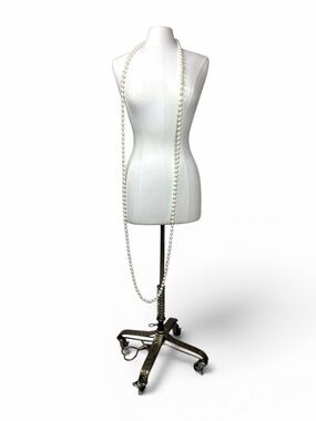 48 inch Long White Vintage Faux Pearl Strand Necklace